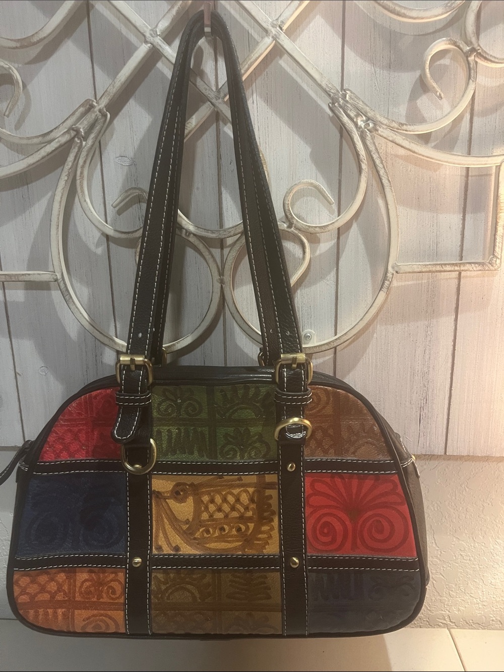 Vindig Iconic Y2K Vintage Multicolor Patchwork Tote Handbag